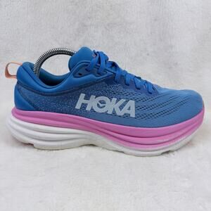 HOKA Bondi 8 Womens Running Shoes Coastal Sky All Aboard Size 9.5 Athletic